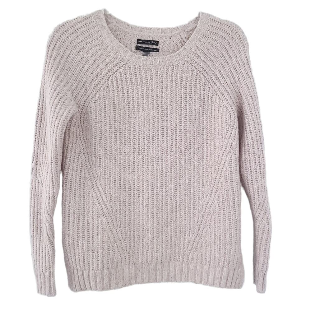 American Eagle Ahm-mazingly Soft Cableknit Sweater Small Pinkish Beige